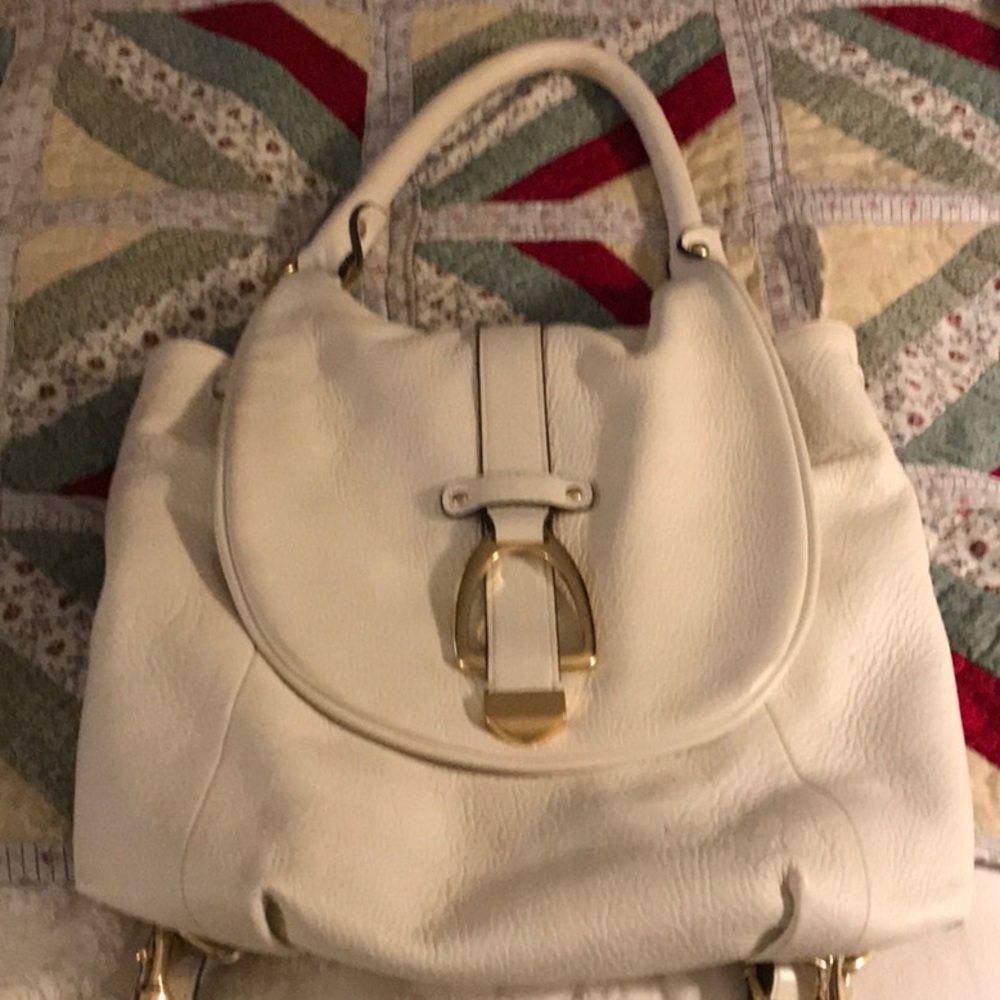 White leather backpack like new